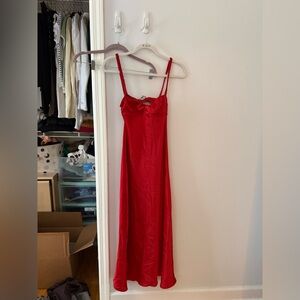 Zara Red Satin maxi dress